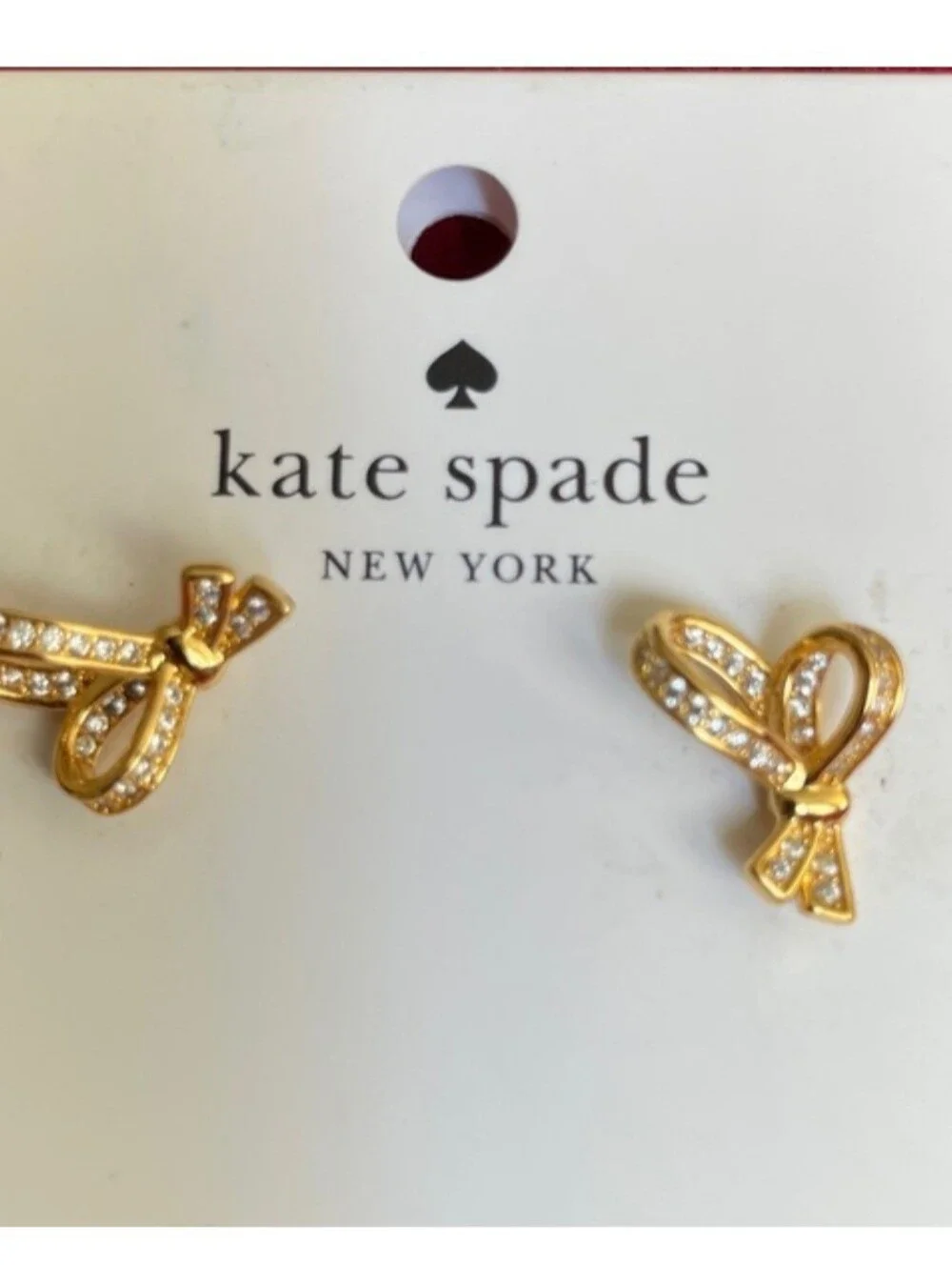 kate spade Gold Cubic Zirconia, Bow Stud Earrings, NWT